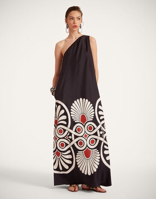 La Doublej Roy Dress Medallion Placée Black In Silk Twill