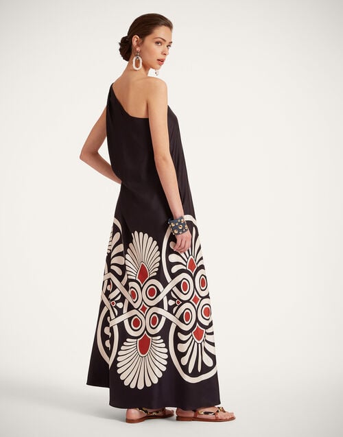 La Doublej Roy Dress Medallion Placée Black In Silk Twill