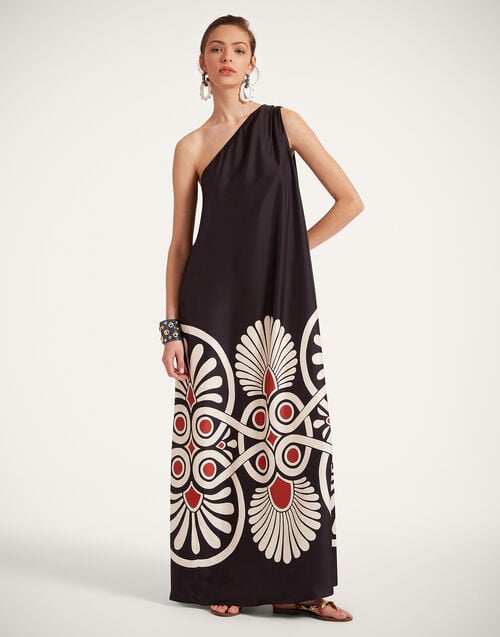 la doublej Roy Dress Medallion Placée Black in Silk Twill