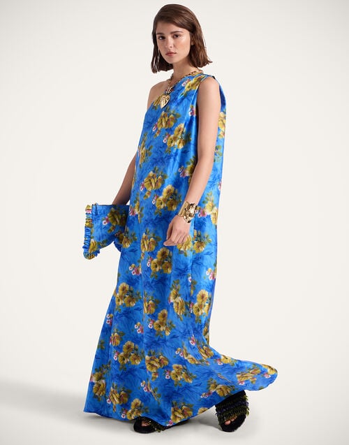 La Doublej Roy Dress Riptide Light Blue In Silk Twill