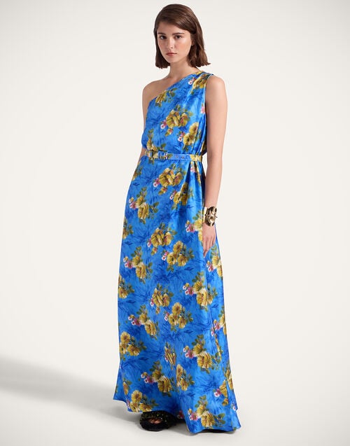 la doublej Roy Dress Riptide Light Blue in Silk Twill