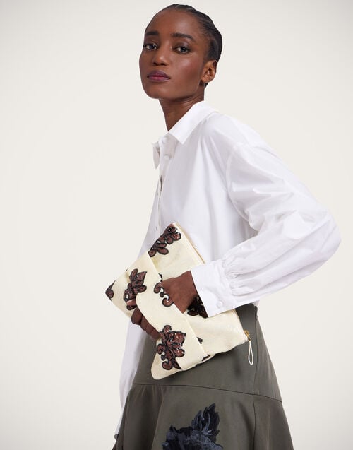 La Doublej Ruffle Pochette Herald Pink In Paillettes