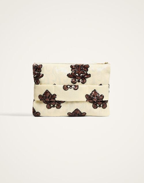 La Doublej Ruffle Pochette Herald Pink In Paillettes