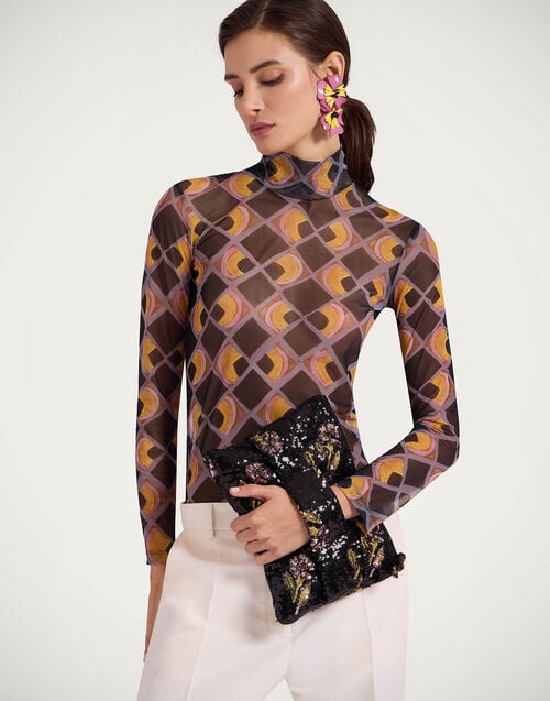 La Doublej Ruffle Pochette Mayfair Black In Paillettes