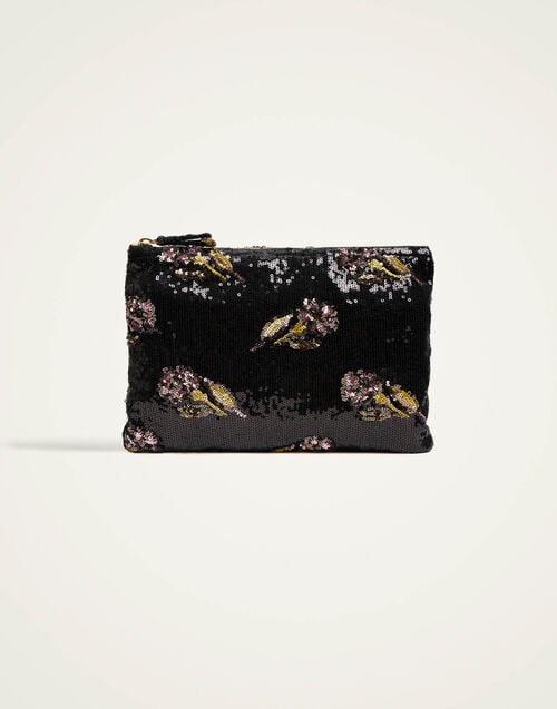 La Doublej Ruffle Pochette Mayfair Black In Paillettes