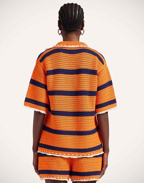 La Doublej Salt'N'Vinegar Jacket Bicolor Orange & Navy Blue In Cotton