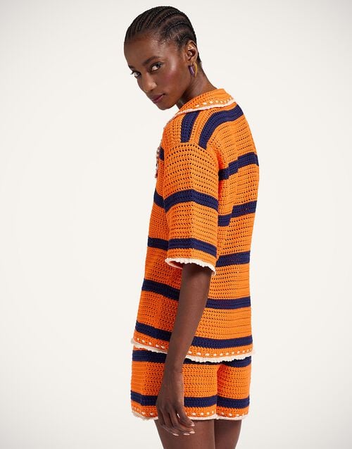 La Doublej Salt'N'Vinegar Jacket Bicolor Orange & Navy Blue In Cotton