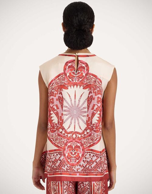 La Doublej San Carlo Top Cobra Placée Red In Silk Twill