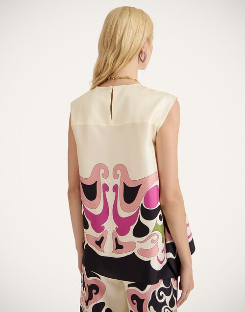 La Doublej San Carlo Top Phoenix Placée Pink In Silk Twill