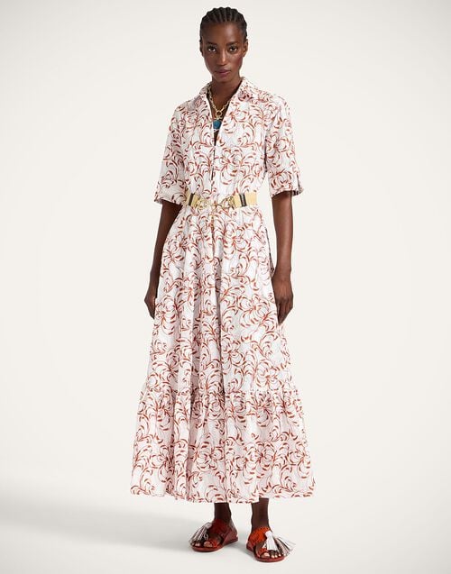 La Doublej San Pietro Dress Fern White In Embroidered Cotton