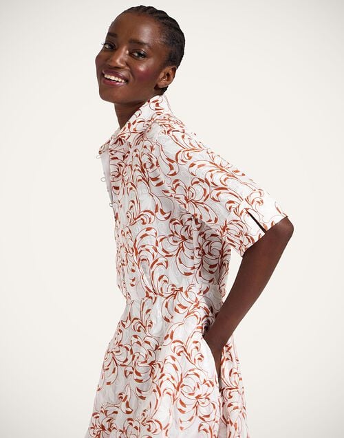 La Doublej San Pietro Dress Fern White In Embroidered Cotton