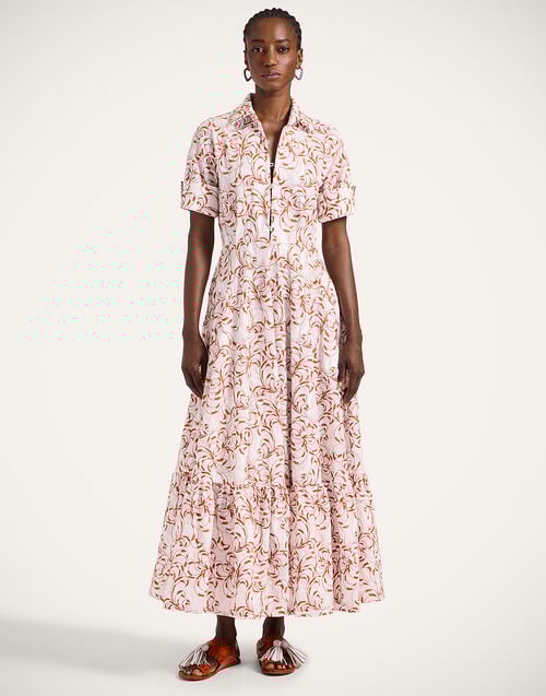 la doublej San Pietro Dress Fern White in Embroidered Cotton