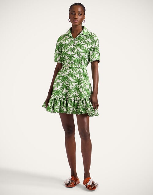 la doublej San Pietro Mini Dress Tropicana White in Jacquard Matelassé