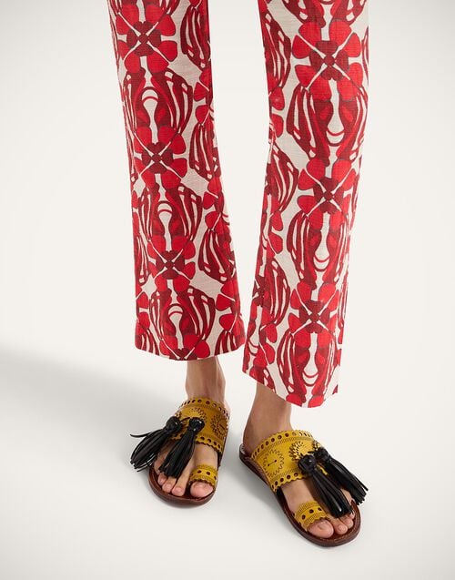 La Doublej Sandy Slides Solid Yellow In Leather With Tassels