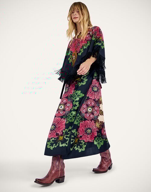 La Doublej Sarong Skirt Bounty Placée Red In Silk Twill