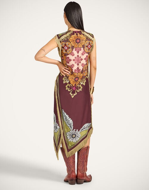 La Doublej Scarf Dress Bounty Placée Burgundy In Silk Voile