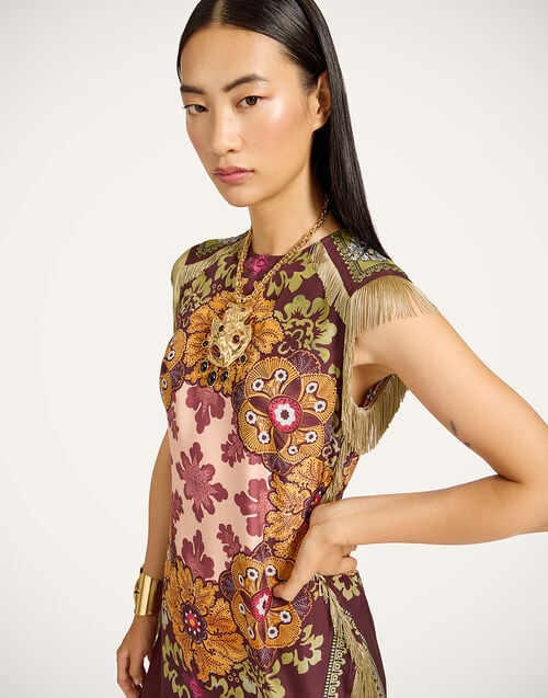 La Doublej Scarf Dress Bounty Placée Burgundy In Silk Voile