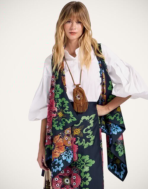 La Doublej Scarf Gilet Bounty Placée Red In Silk Twill