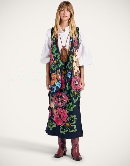 La Doublej Scarf Gilet Bounty Placée Red In Silk Twill