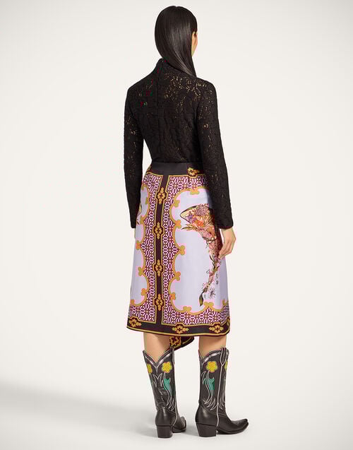 La Doublej Scarf Skirt Mariposa Placée Celeste In Silk Twill