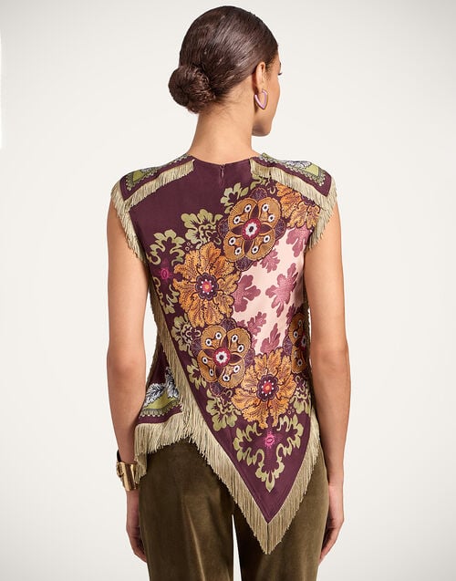 La Doublej Scarf Top Bounty Placée Burgundy In Silk Voile