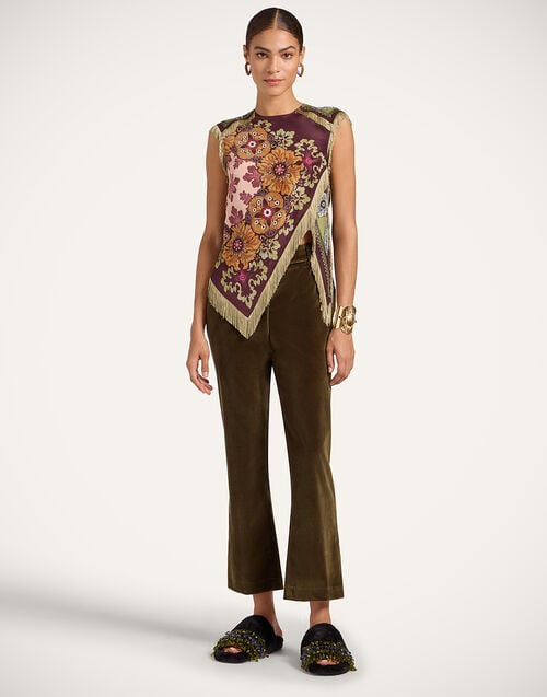 La Doublej Scarf Top Bounty Placée Burgundy In Silk Voile