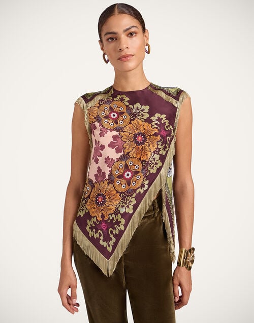 la doublej Scarf Top Bounty Placée Burgundy in Silk Voile la doublej Scarf Top Bounty Placée Burgundy in Silk Voile