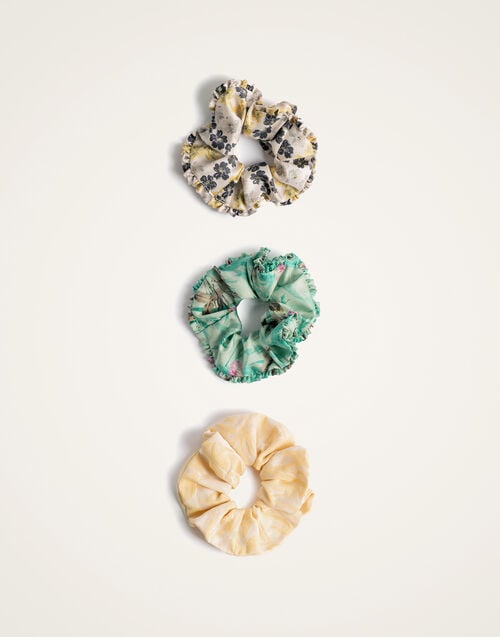 La Doublej Scrunchie Set Mixed Prints In Silk Twill & Jacquard