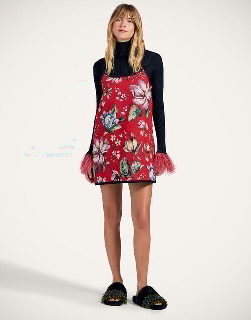 la doublej Sedgewick Dress Honolulu Red in Jacquard