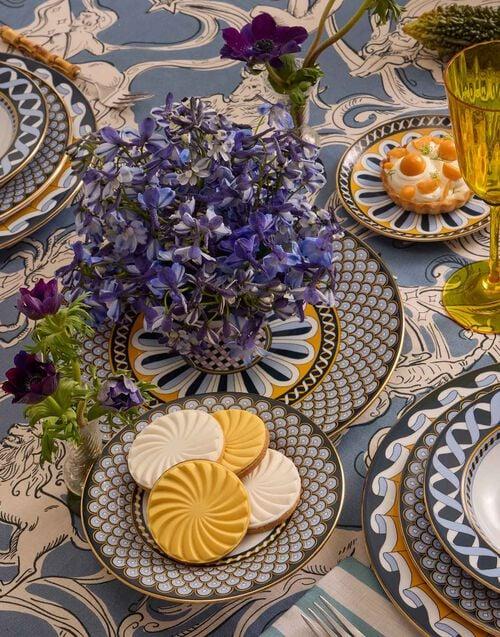 La Doublej Serving Platter Napoli Midnight Blue In Porcelain