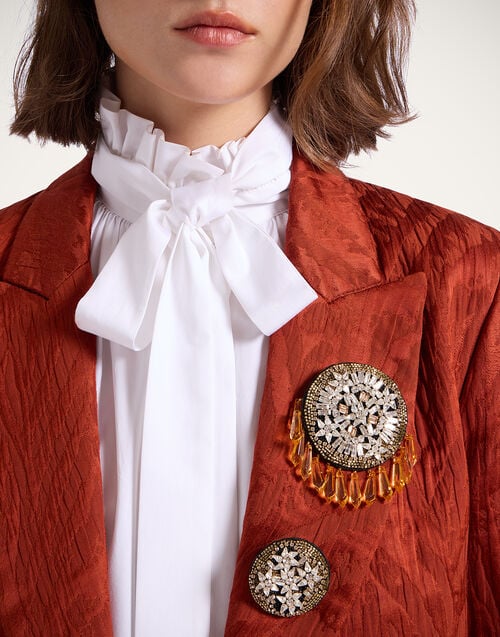 La Doublej Set Of 2 Pins Nucleus Champagne In Embroidery