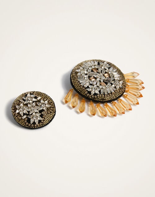 La Doublej Set Of 2 Pins Nucleus Champagne In Embroidery