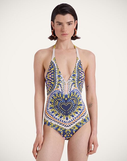 la doublej Sexy Swimsuit Chakra Placée Multicolor in Supreme Lycra