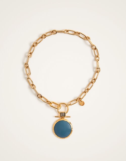 La Doublej Shen Loop Necklace 24k Gold Plate & Blue Enamel