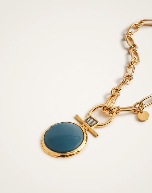 La Doublej Shen Loop Necklace 24k Gold Plate & Blue Enamel