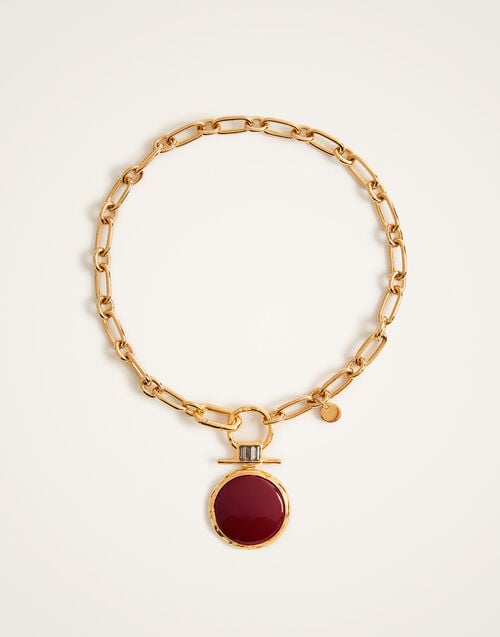 La Doublej Shen Loop Necklace 24k Gold Plate & Red Enamel