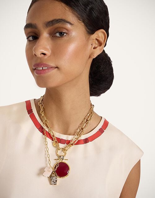 La Doublej Shen Loop Necklace 24k Gold Plate & Red Enamel