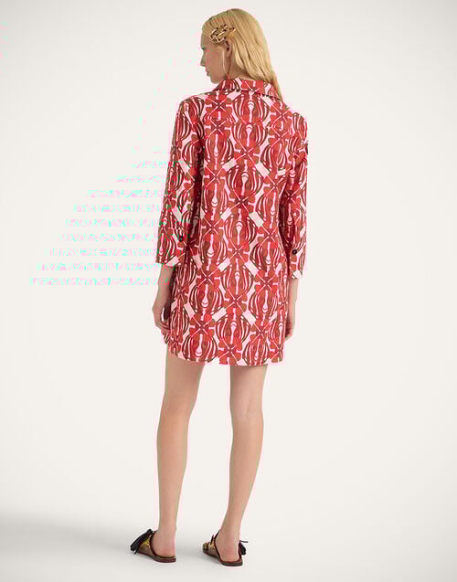 La Doublej Short Artemis Dress Clover Red In Rustic Cotton