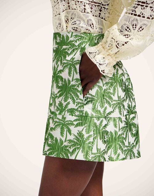 La Doublej Short Skirt Tropicana White In Jacquard Matelassé