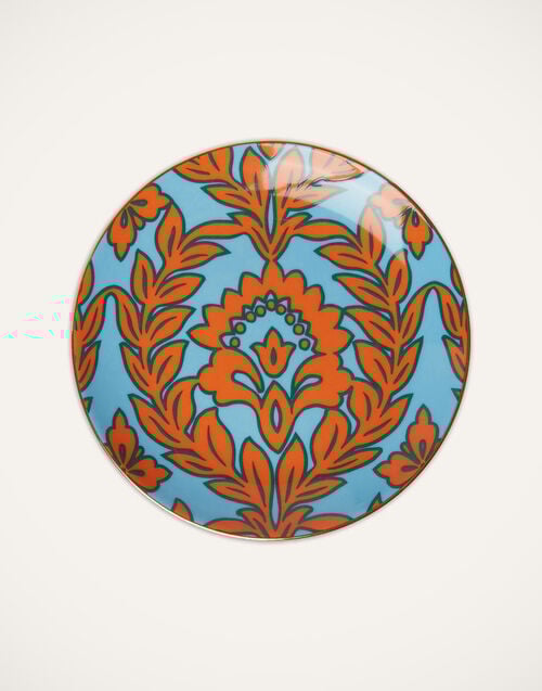 La Doublej Side Plates Set Of 2 Turquoise - Pink Garland In Porcelain