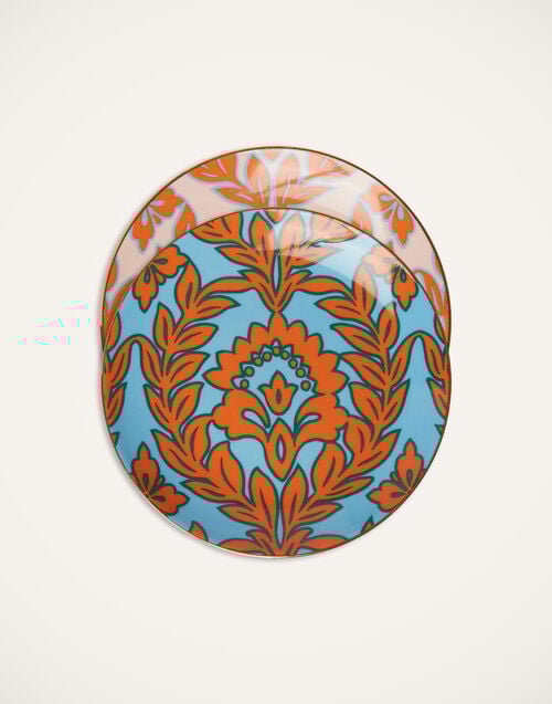 la doublej Side Plates Set Of 2 Turquoise - Pink Garland in Porcelain