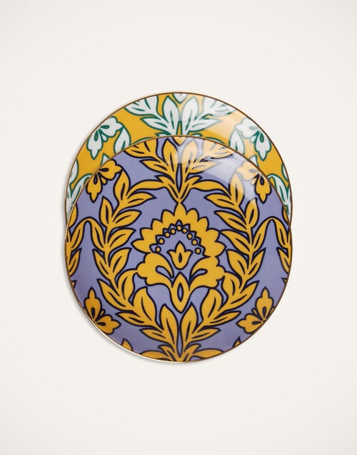 la doublej Side Plates Set Of 2 Yellow - Violet Garland in Porcelain