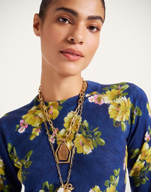 La Doublej Silky Crew Neck Riptide Midnight Blue In Silk Cashmere