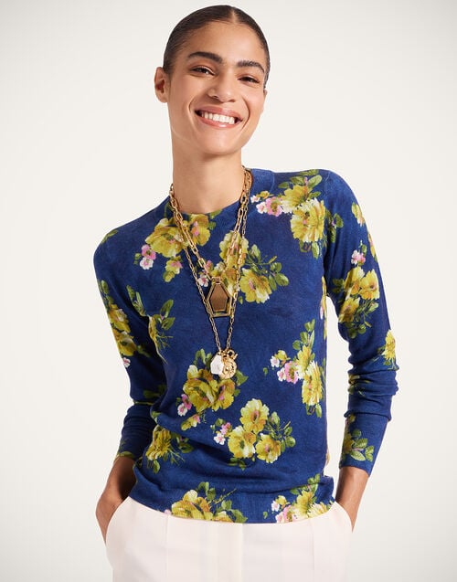 la doublej Silky Crew Neck Riptide Midnight Blue in Silk Cashmere