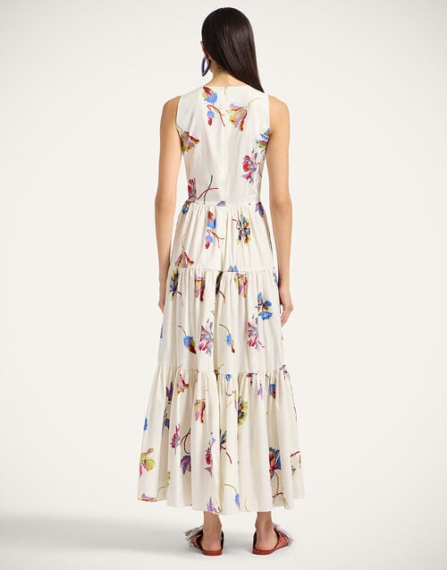 La Doublej Sleeveless Big Dress Infiorata White In Summer Poplin