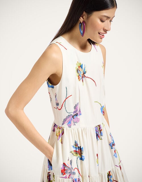 La Doublej Sleeveless Big Dress Infiorata White In Summer Poplin