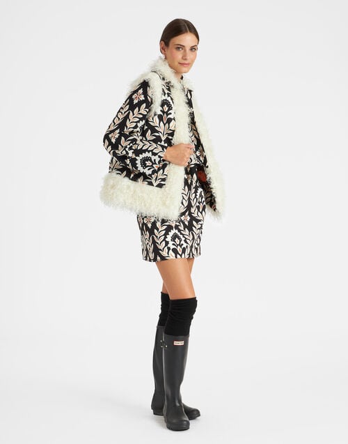 La Doublej Sleeveless Folk Jacket Ghirlanda Black In Compact Jersey