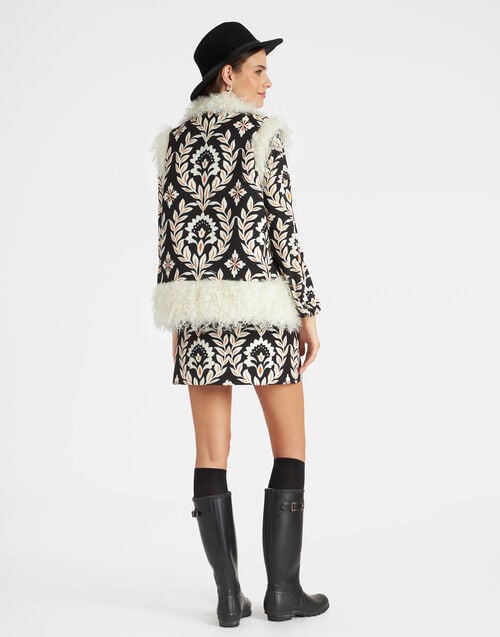 La Doublej Sleeveless Folk Jacket Ghirlanda Black In Compact Jersey