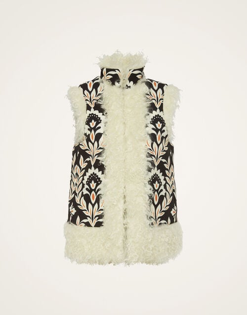 La Doublej Sleeveless Folk Jacket Ghirlanda Black In Compact Jersey