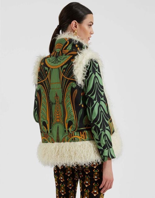 La Doublej Sleeveless Folk Jacket The Nile Placée Black In Faille